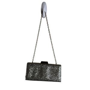 Kate Landry Evening Clutch Bag Glitter Purse Chain Strap Womens Small Formal